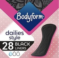 Image of Bodyform Black Normal Panty Liners - 5 Packs of 21 for Ultimate Comfort