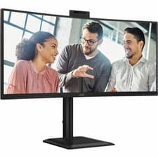 Image of Aoc CU34E4CW 34" Class Webcam Uw-Qhd Curved Screen Led Monitor 21:9 Black 86.4 C