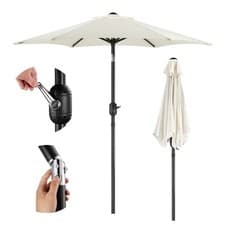 Image of VonHaus Parasol Umbrella 2M Garden Parasol with Crank & Tilt Function, Ivory