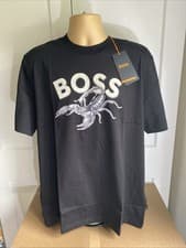 Image of HUGO BOSS MENS Te BOSSFISH REGULAR FIT QUALITY TEE IN BLACK SZ XL BNWT RRP £59❤️