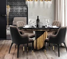 Image of High Quality Luxury Wooden Designer Dining Tables Round Table Italian Furniture Metal