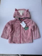 Image of Joules Baby Girls Cuddle Pink Cat Fleece Jacket In Various Sizes *BNWT*