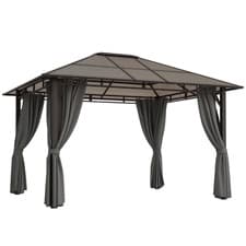 Image of Outsunny 3.6x3(m) Hardtop Gazebo Garden Pavilion w/ Polycarbonate Roof, Grey