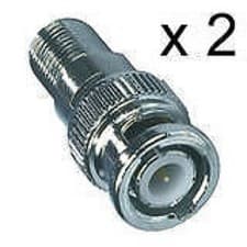 Image of BNC male plug to F female connector x 2 threaded socket adaptor RG59 RG6 CT100