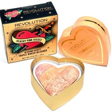Image of I HEART REVOLUTION Blushing Hearts BAKED BLUSHER Peachy Pink Kisses NEW IN BOX