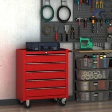 Image of Tool Chest Trolley Rolling 5Drawer DIY Garage Toolbox Storage Cabinet Wheels