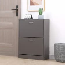 Image of SHOE CABINET 2 DRAWER STORAGE CUPBOARD RACK SHELF FOOTWEAR ORGANISER SHOE STAND