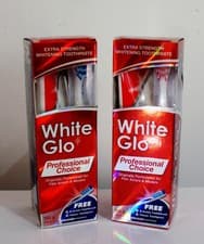 Image of 2 x WHITE GLO Extra Strength Whitening Toothpaste Professional Choice 150ml