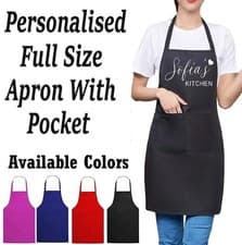 Image of Personalised BIB Apron Pocket Kitchen Workwear Chef Printed Custom Logo text UK