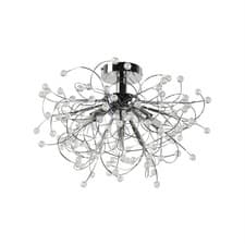 Image of Modern Jewelled Ceiling Light Fitting Chrome with Beaded Jewel Bursts