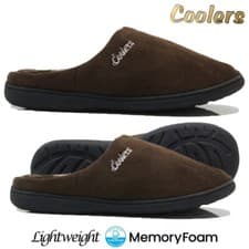 Image of MENS MEMORY FOAM SLIP ON SLIPPERS INDOOR MULES LINED WARM COZY WINTER SHOES SIZE