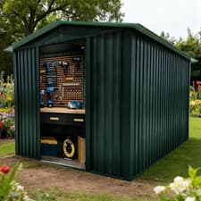Image of Metal Garden Shed 6X4,8X6,8X10ft Pent/Apex Roof Outdoor Storage with Slide Door