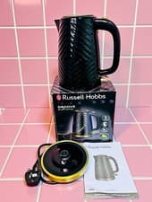 Image of Russell Hobbs Groove Kettle Black 1.7L Textured Plastic & LED Illumination