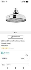 Image of Traditional 200mm Fixed Shower Head Antique Style 8" Chrome & Brass 1/2"