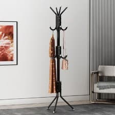 Image of 14 Hooks Coat Stand Coat Hat Jacket Umbrella Floor Standing Rack Clothes Hanger