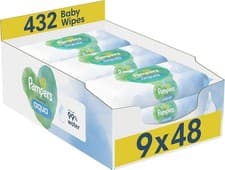 Image of Pampers Harmonie Aqua Baby Wipes Plastic Free 9 Packs of 48 Wipes, 432 Wipes