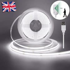 Image of USB COB LED Strip with PIR Motion Sensor Motion Activated for Wardrobe, Stairs