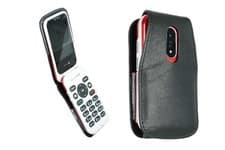 Image of caseroxx Leather-Case with belt clip compatible with Doro 6820 / 6821 made from