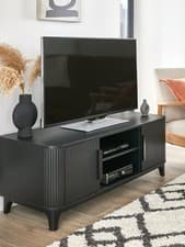 Image of Carina TV Unit Black | Fits up to 50 inch TV | Ribbed Design | Media Stand