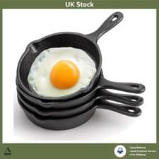 Image of Cast Iron Mini Frying Pan Skillet Oven Safe 10cm Pack of 4