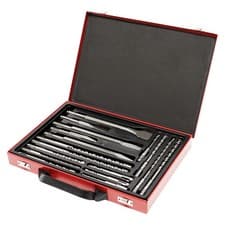 Image of SDS Plus Drill & Chisel Set 17pc Masonry Bits Tungsten Carbide Metal Case Tool