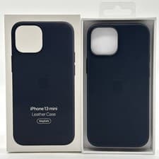 Image of OFFICIAL GENUINE APPLE IPHONE 13 MINI LEATHER MAGSAFE CASE MIDNIGHT BLACK NEW