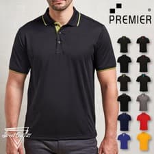Image of Mens Tipped Polo Shirt Contrast Cool Checker Classic Plain Pique Top Tee Premier