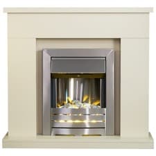 Image of Adam Lomond Fireplace in Stone Effect with Helios Electric Fire in Brushed St...