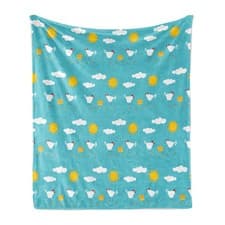 Image of Cartoon Soft Flannel Fleece Throw Blanket Happy Funny Farm Morning