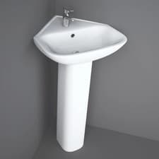 Image of RAK Origin 62 Corner Basin and Full Pedestal 450mm Wide - 1 Tap Hole