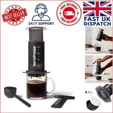 Image of Durable Black Coffee Maker with Reusable Filters - Quick & Grit-Free Brew