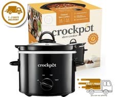 Image of Crock Pot 1.8L Small Slow Cooker Black Removable Cerami Bowl Easy Clean Free P&P