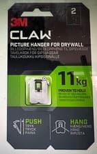 Image of 3M Claw Drywall Picture hanger 11KG - 31.5mm X 27mm Pack of 2