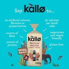 Image of Kallo Protein Packed Lentil Cakes 100g, Vegan & Coeliac Friendly, Sugar Free