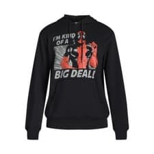 Image of Marvel Deadpool Hoodie Men's XL Black Hooded Sweatshirt I'm Kinda A Big Deal New