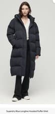 Image of Superdry Blue Longline Hooded Puffer Gilet size14 bnwt