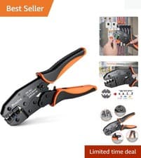 Image of Ratchet Crimping Plier, Insulated Ratcheting Wire Terminal Crimp Tool, -10 0....