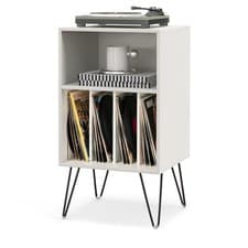 Image of Record Player Stand Wooden Turntable Stand End Sofa Side Table with 5 Shelves