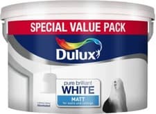 Image of Dulux Matt Pure Brilliant White Matt Emulsion For Walls & Ceilings Paint 7L