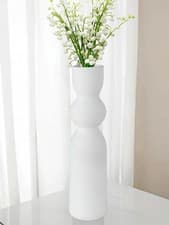 Image of White Ceramic Tall Vase, 38cm Minimalist Style Flower Vases for Home, Office