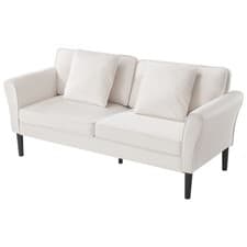 Image of VEVOR Loveseat Sofa 69 in Velvet Fabric 2-Seats Couch with Sinuous Spring White