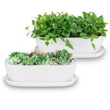Image of E-liu Ceramic Plant Pots, 11+14 inch, Set of 2, Planters with Drainage Holes ...