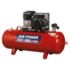 Image of Sealey Air Compressor 150L Belt Drive 3hp with Cast Cylinders SAC1153B