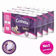 Image of Cushelle 3 Ply Toilet Rolls 32 Pack Quilted Soft Longer Lasting Tissue UK FSC