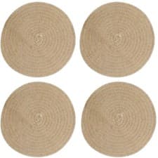 Image of Creative Tops Set of 4 Jute Placemats, Natural Hessian Round Table Mats, 38cm