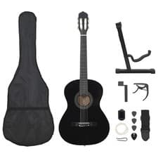 Image of WALPLUS 12pc Beginner Classical Guitar Set 4/4 39 Inch Black
