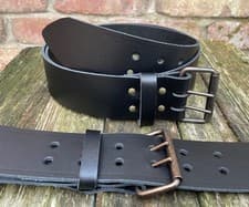 Image of Real Leather 2"(50mm)Wide Belt & 2 Prong Dark Brass SteelBuckle Choice of Colour