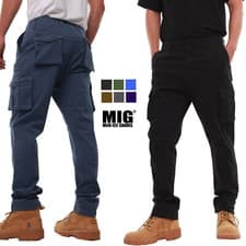 Image of Mens MIG Stretch Cotton Slim Fit Cargo Work Trousers Size 30 to 42
