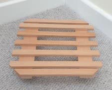 Image of Solid beech patio plant pot wheels/ dolly/trolley. Hand-crafted - lacquered.