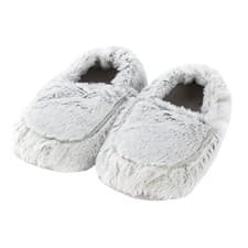 Image of Warmies Microwavable Slippers Lavender Scented One Size Marshmallow Grey
